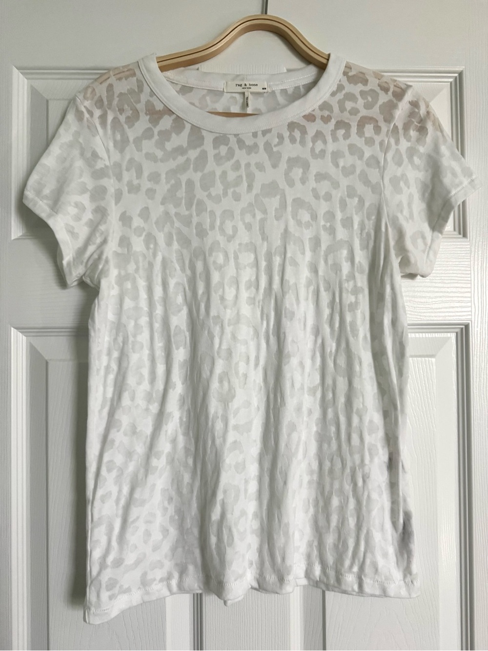 rag & bone White Leopard Burnout Crewneck Tee - Medium. Excellent condition